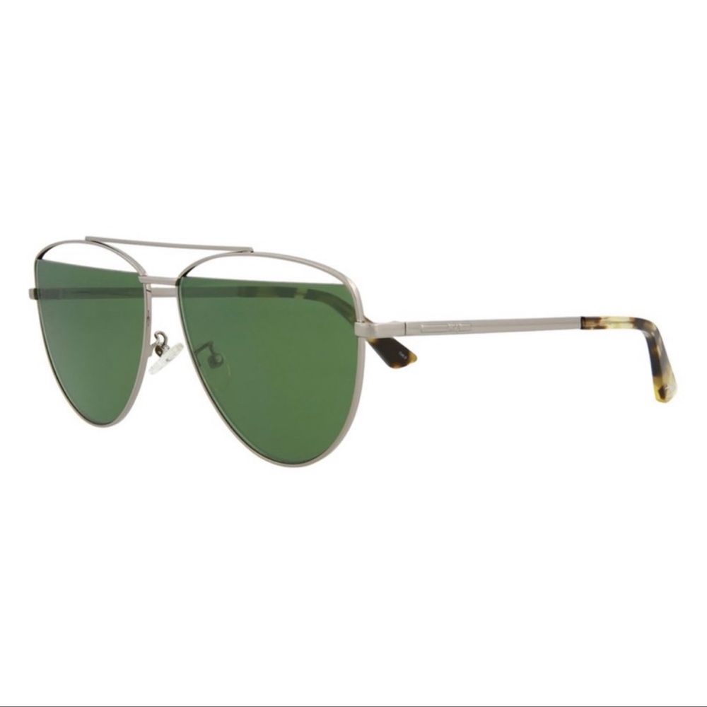 McQ Alexander McQueen Ruthenium & Green Core Aviator Sunglasses UV 61mm Lens